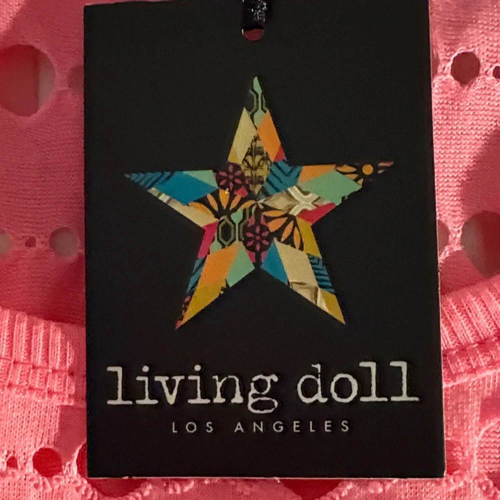 NWT Retro Living Doll Neon Pink Cutout Top - Picture 6 of 7